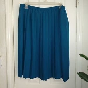 Vintage Dark Blue Teal Pleated Skirt